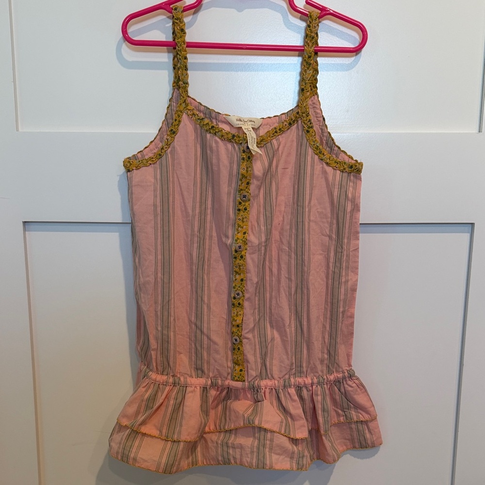Matilda Jane Pink Striped Tank Top with Yellow Trim